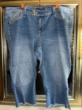 Seven7 Cropped Capri Pants/ Jenas Light Blue Distressed Vintage - Size 20